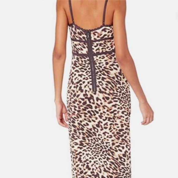 Bcbg Max Azria Knit Bodycon Sexy Leopard Pencil Cocktail Dress Nwt M - Picture 2 of 7